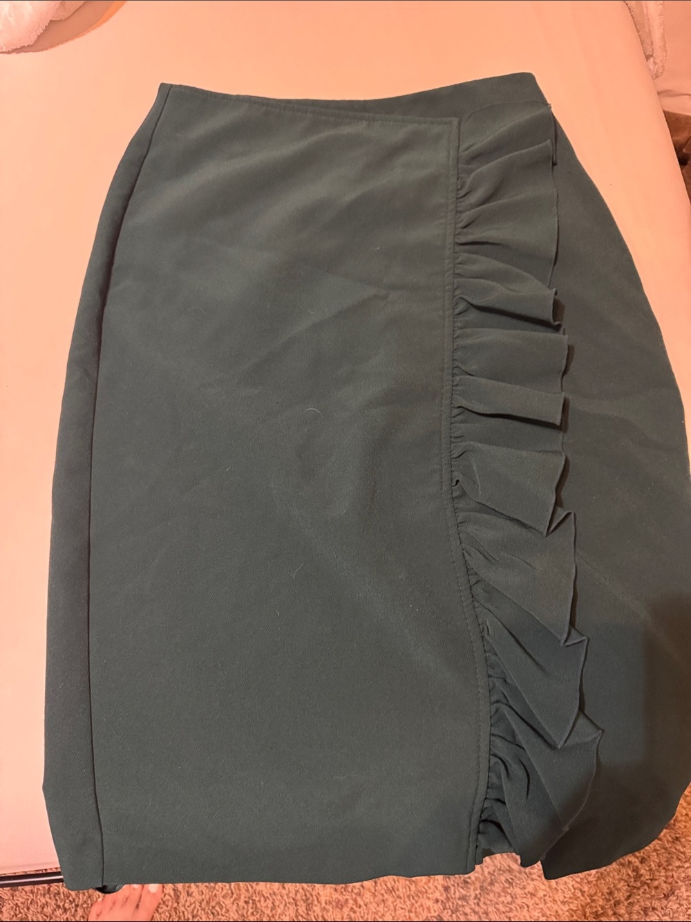 Dark Green Ruffle Pencil Skirt